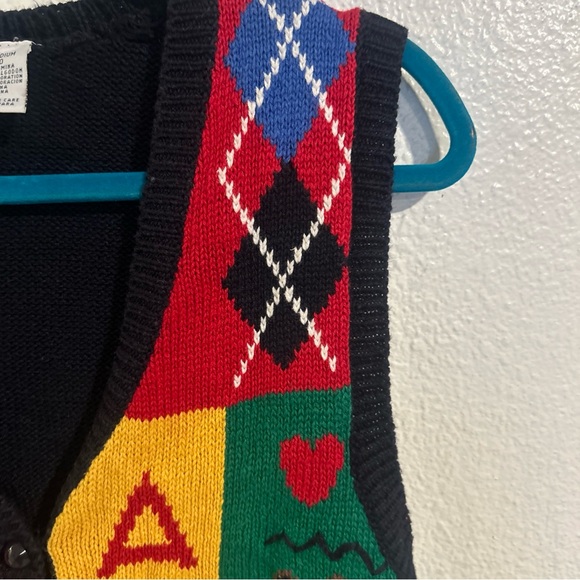 Vintage school teacher “ABC" themed knit sweater vest-womens Petite Medium! - Picture 7 of 16
